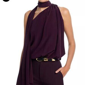 A.L.C Celeste Silk Halter in Burgundy